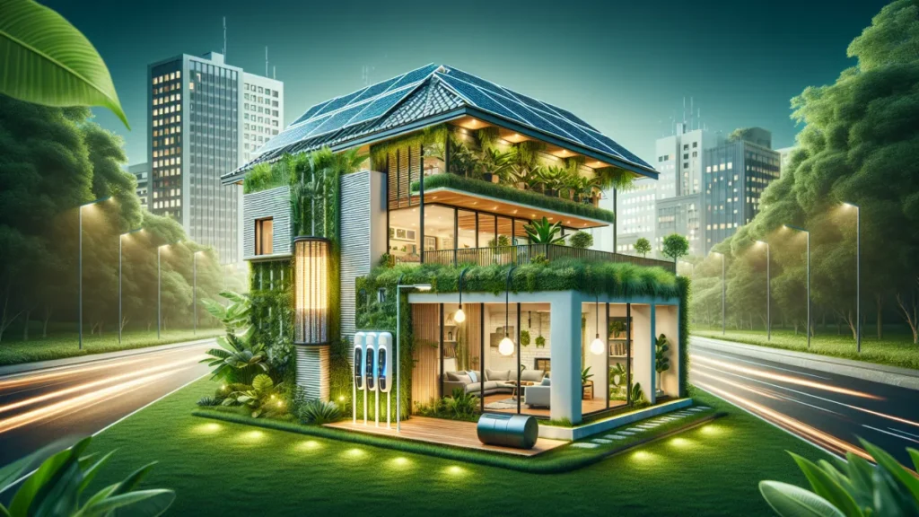 Imagem de um aquecedor sustentável com painéis solares em São Paulo - ilustração